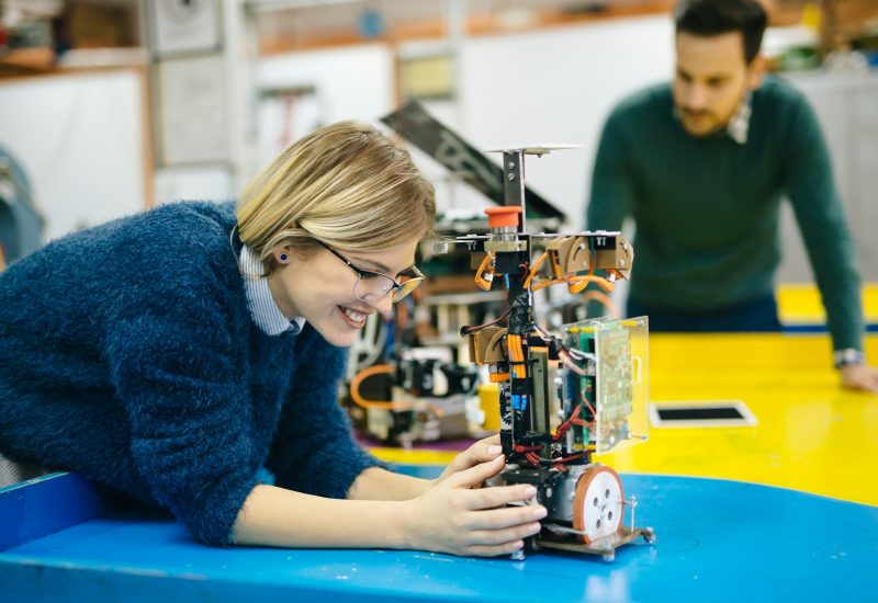 Robotics engineer students teamwork